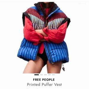 FP Movement by Free People Blue & Red Striped Puffer Vest